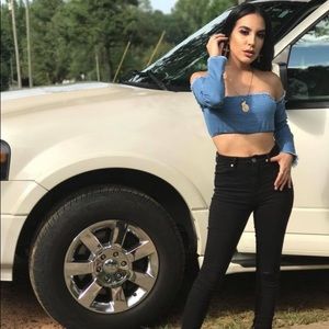 jean distressed croptop